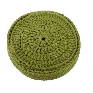 Handmade Crocheted Cotton Coasters And Basket Set of 8 Green